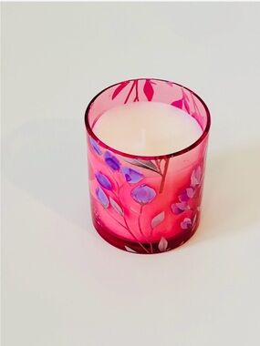 Pink Floral Glass Candle - Decorative Scented Candle